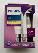 Philips CorePro LED Candle BC 2700K 4W = 25W 250m Pack of 2 - 9290011935 - LED Spares