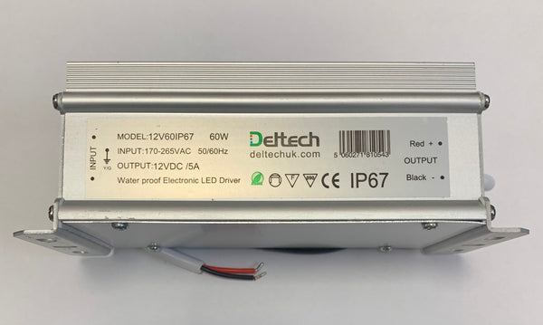 Deltech 12V60IP67 60W 12V Low Voltage IP67 LED Driver - LED Spares