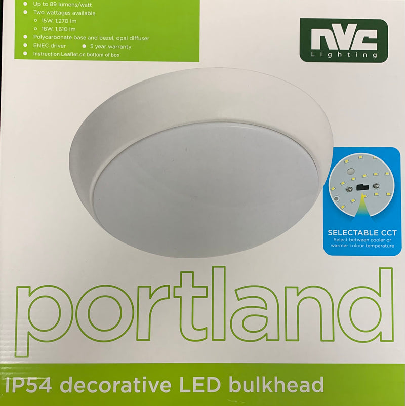 NVC Portland IP54 LED White/Opal Bulkhead 4/5K - NPO15/WH/O/840-850 - LED Spares