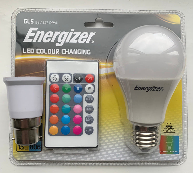 ENERGIZER Colour Changing E27 & B22 BC GLS LED RGB+W With Remote Control - LED Spares