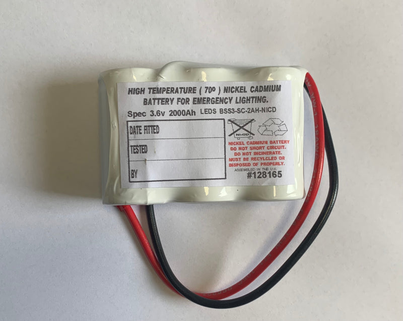 BSS3-SC-2AH-NICD 3.6V 2Ah Sub C Side by Side Battery C/W Flying Leads - LED Spares