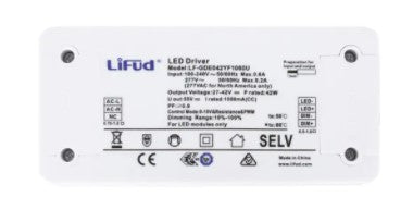 Lifud LF-GDE042YF1000U 42W 1000mA Triac Dimmable LED Driver 27-42V - LED Spares