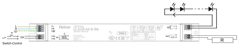 Helvar LL1X10-42-E-DA 10-42W 120-350mA DALI Dimmable LED Driver - LED Driver