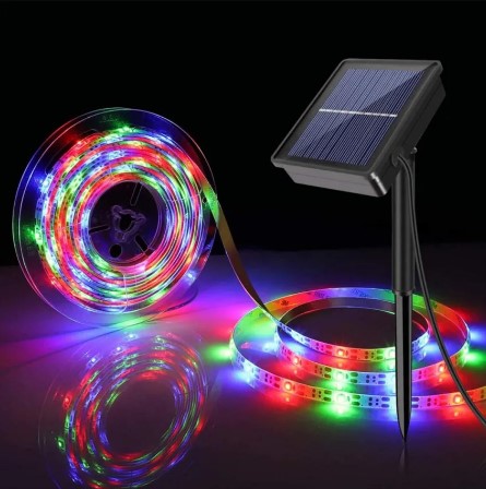 Outdoor Solar 5M RGB LED Strip IP65 3V DC 30LED/M 8mm Wide - LED Spares