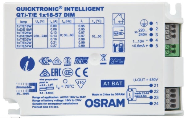 Osram QTi-TE 1x18-57 DIM 1X18-57W 1-10V Dimmable Ballast - LED Spares