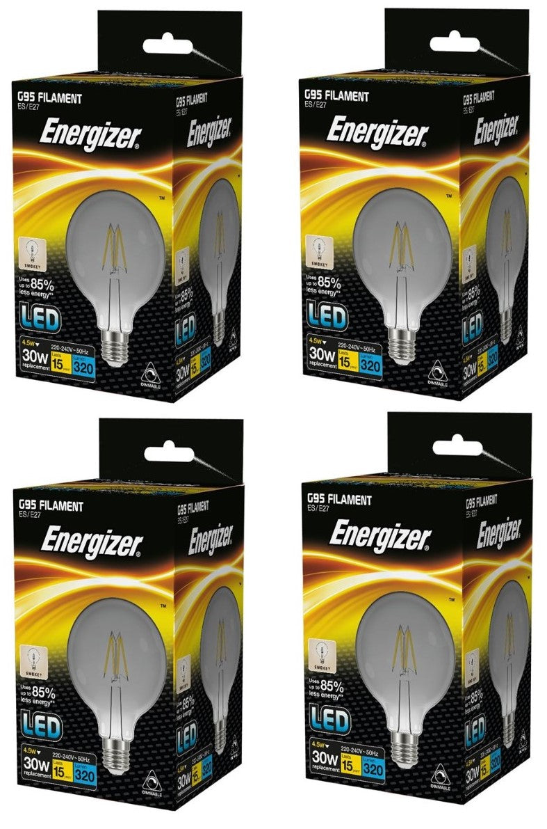 S15032 Energizer Filament Smokey LED G95 4.5W ES (E27) Dimmable Cool White -LED Spares