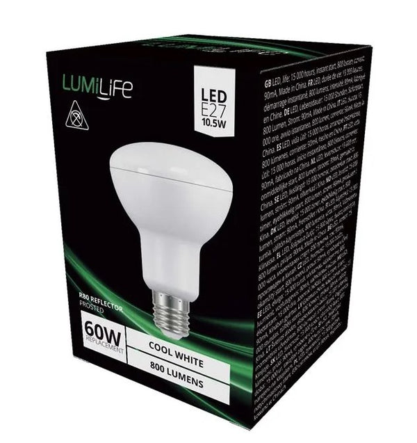 LumiLife LED R80 Reflector E27 (ES) 806lm 7.3W 4,000K (Cool White) Bulb - LED Spares