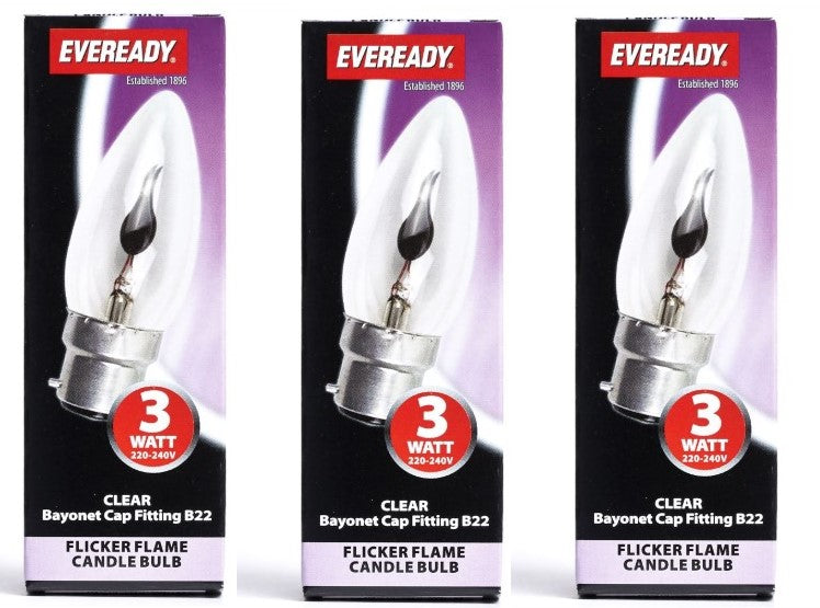 S5958 Eveready 3 W BC (B22) Flicker Flame Candle - LED Spares