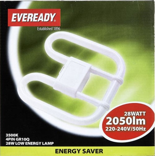 Eveready 28W 2D Compact Fluorescent Lamp 4 Pin 3500K White - LED Spares